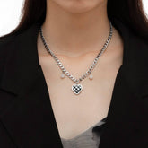 Minimalist Titanium Steel Heart Pendant Curb Chain Necklace